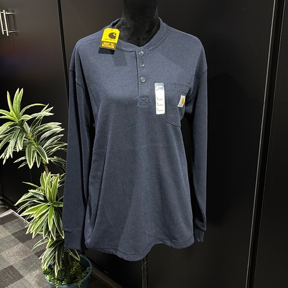 Carhartt Relaxed Fit Henley, Heavyweight thermal,chest pocket,snaps, long sleeve - Picture 1 of 10
